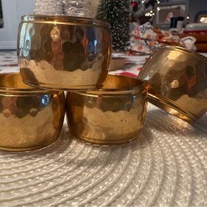 Vintage Hammered Brass Napkin Rings – Set of 4
